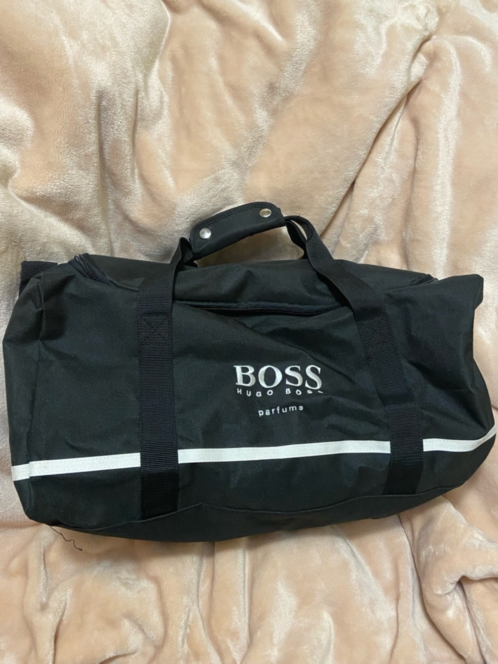 Hugo Boss Black Duffel with White Stripe and Logo